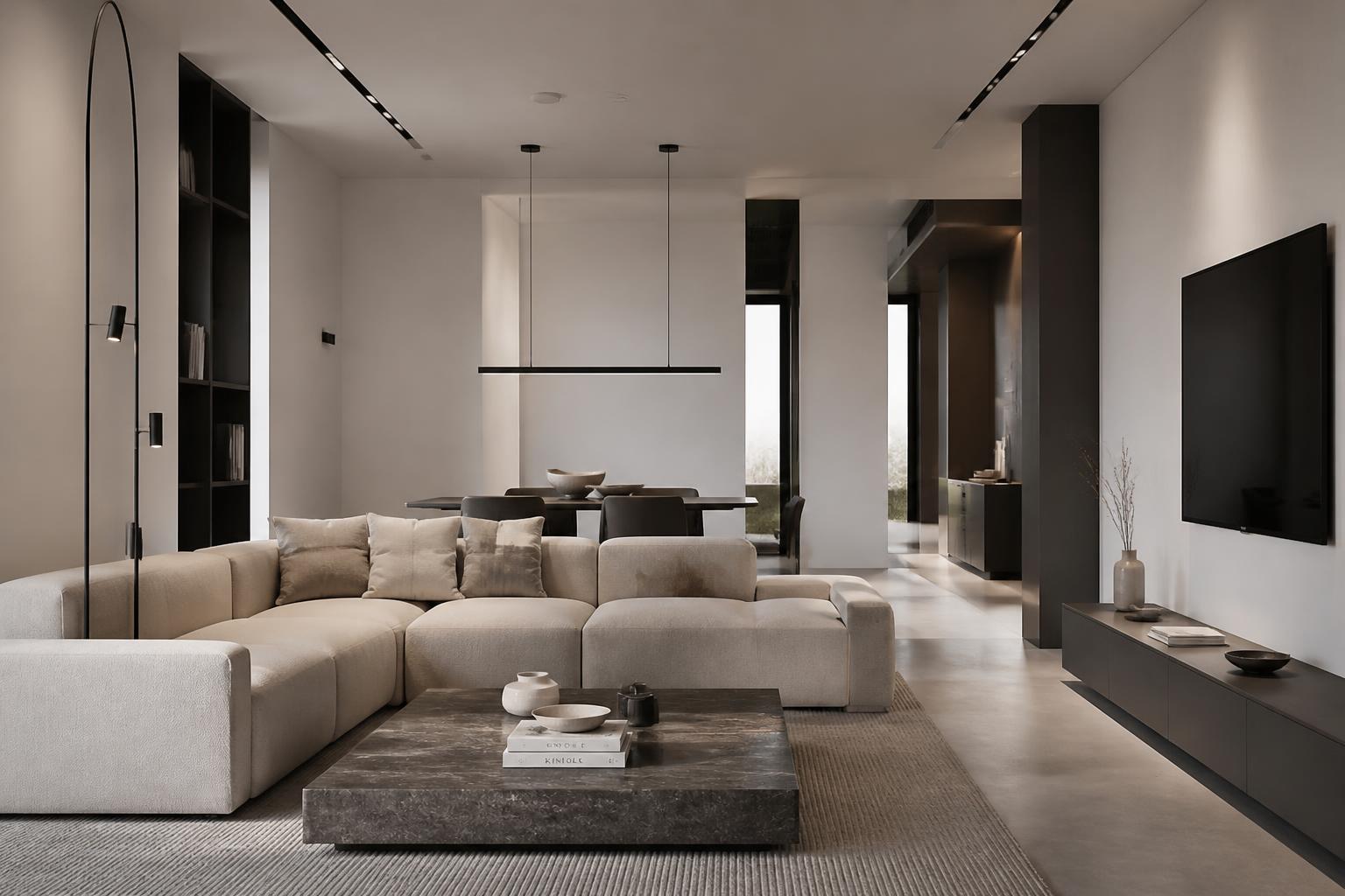 Modern интерьер in минимализм style, нейтральный color palette, minimalist furniture, clean lines, professional photo