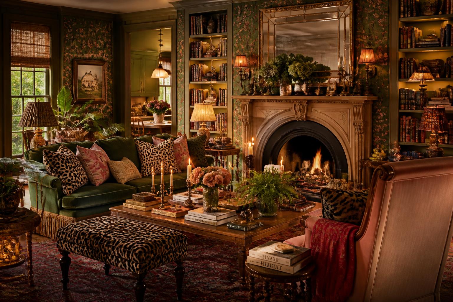 Cozy максимализм интерьер interior design, soft textures, warm lighting, architectural digest style, 8k